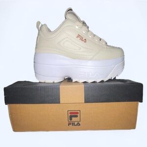 Fila Women's Beige and White DISRUPTOR ll WEDGE